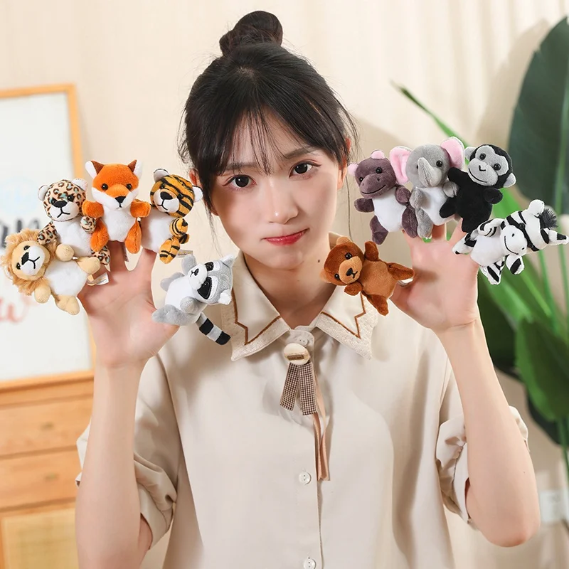 New Hand Puppet Plush Toy Cartoon Animal Family Finger Puppet Role Play Tell Story Cloth Doll Educational Toys For Children Kids