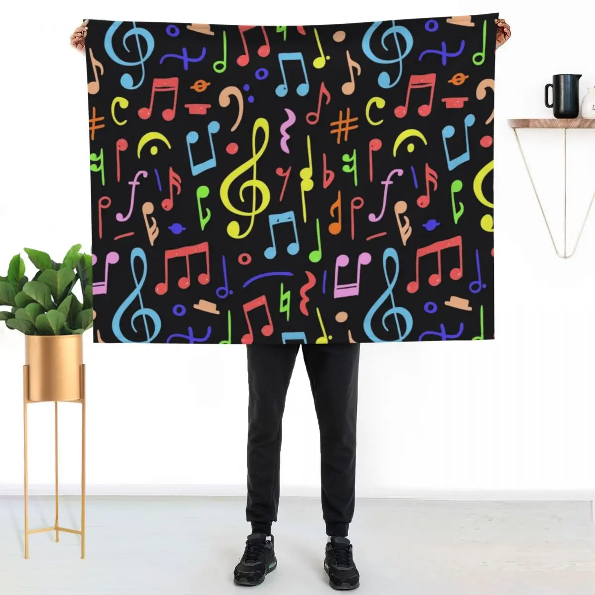 

music note pattern Throw Blanket Breathable Lightweight Blanket for Adults Kids