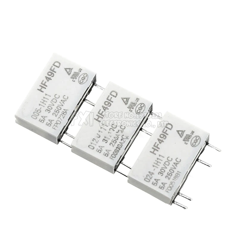 Relé 5pcs 12v hf49fd-005-1h11 005-1h12 hf49fd dc5v 1h11 4pin 5a relé 5v 24v