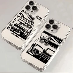 Transparent Cover Phone Case For Sports Car SKYLINE JDM Drift GTR iPhone 16 15 14 13 12 11 Mini Pro Max X XR XSMax 7 8 Plus SE20
