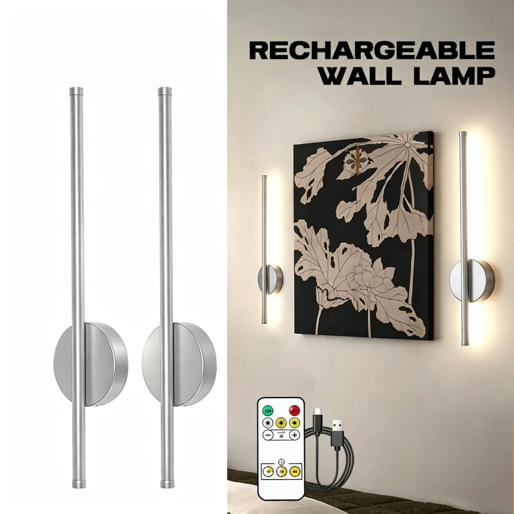 2 Stück Aufladbare Wandleuchten, Dimmbar, 50cm Wandlampen, Magnetische Installation, Für Schlafzimmer, Wohnzimmer, Flur, Treppenhaus, Hauswandlampe