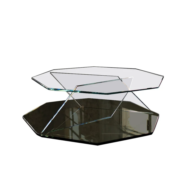 

Tempered glass coffee table Household mirror glass sofa edge polygonal coffee table