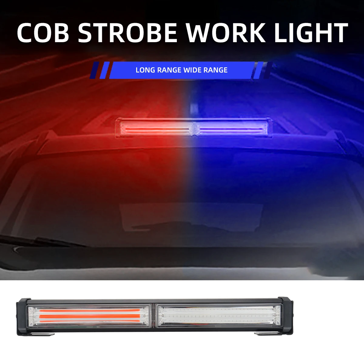 1Pc COB Strobe Light Bar Dual Color Car Windshield Emergency Warning Light Flashing Lamp LED Work Lamp for Truck Offroad