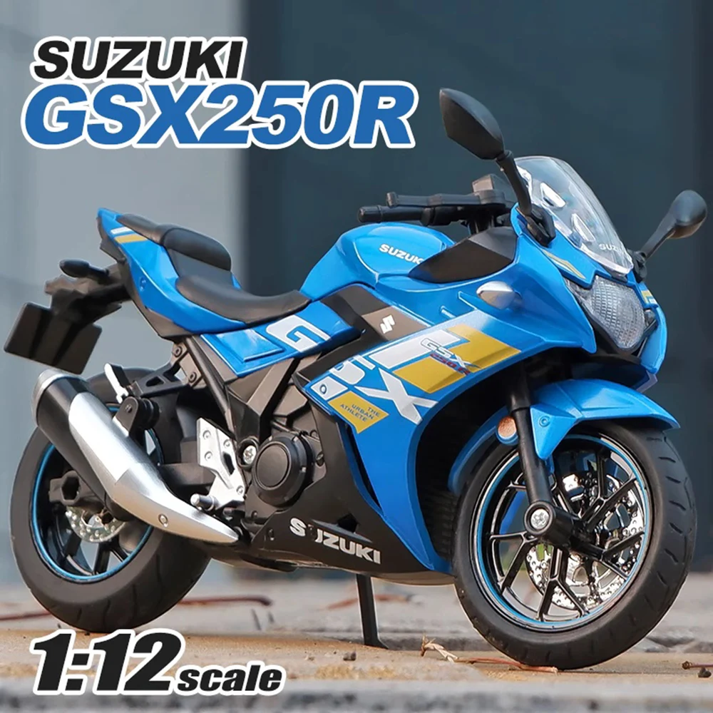 

1:12 SUZUKI GSX-250SR GSX R1000 Alloy Motorcycle Diecast Model Toys Car Front Wheel Steering Rubber Tires Vehices Boy Child Gift