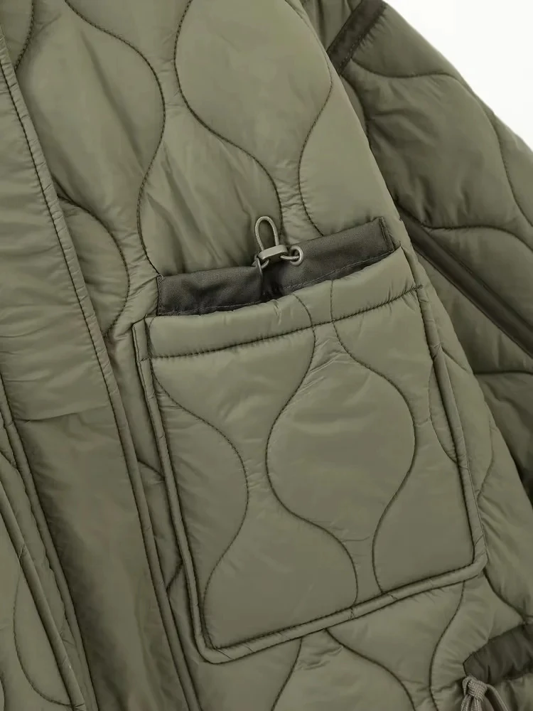 패션 레트로 코트 여성 캐주얼 루즈 스탠드 칼라 버튼 경량 다운 코튼 재킷 윈드브레이커 2025 신상 가을 스트리트웨어