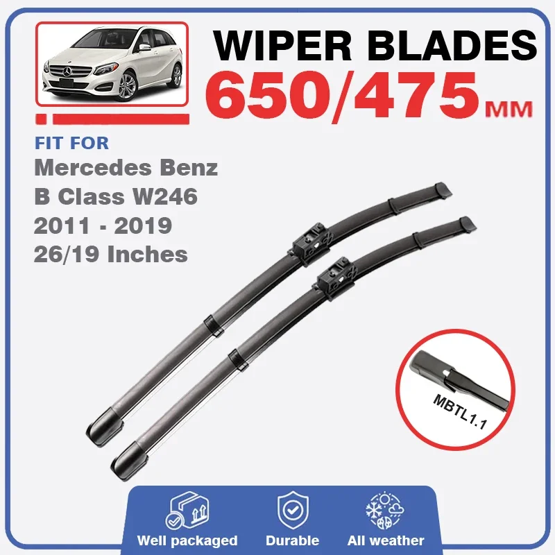 Front / Rear Wiper Blade For Mercedes Benz B Class Klasse W246 2011 - 2019 Windscreen Windshield Accessories B180 B200 B220 B250