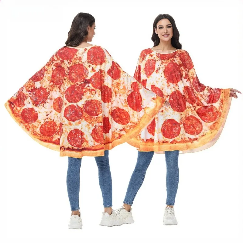 Mono con estampado de Pizza, disfraz de fiesta de Navidad y Halloween, mono de juego de rol con tema de comida para adultos, disfraz divertido de actuación de aperitivos