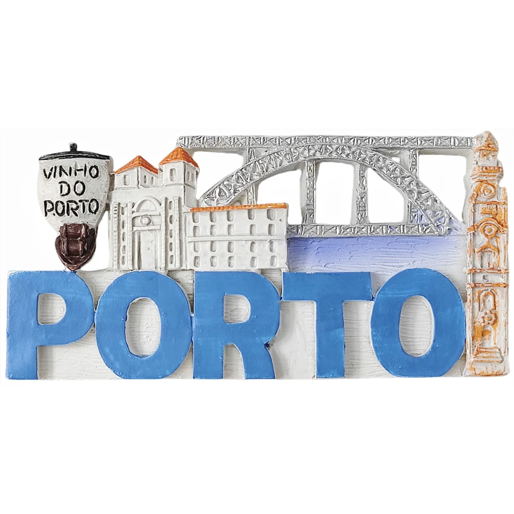 Imán de nevera 3D Porto Portugal, regalo de recuerdo, resina, colección de pegatinas magnéticas para nevera, decoración del hogar