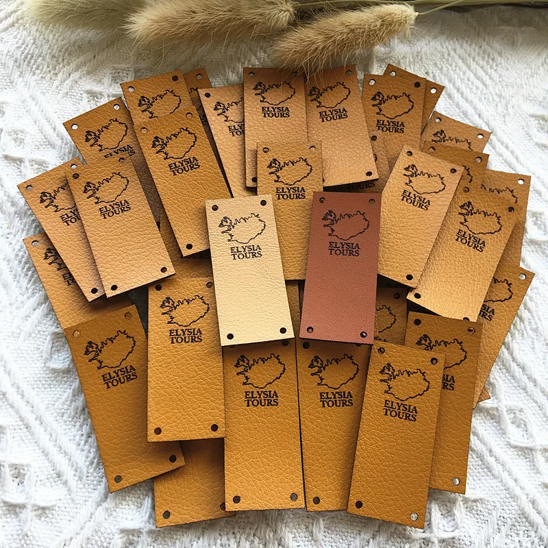 60pcs Custom Handmade folding labels with logo text Leather Tags for knitting clothes Sewing Garment crafts label  Accessories
