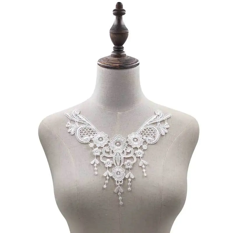 Collar de encaje soluble en agua, ramillete bordado hueco tridimensional de flores, accesorios de encaje para cuello bordado DIY