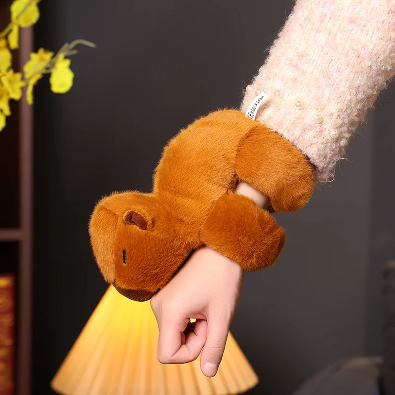 25cm น่ารักเหมือนจริง capybaras แหวน Snap กำไลข้อมือของเล่นตุ๊กตาตุ๊กตาสัตว์ Kawaii capybara plushie Doll ของขวัญตลก