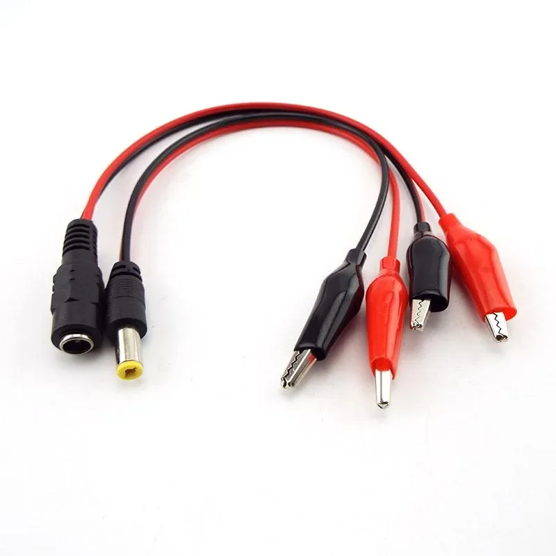 5.5MM 2.1MM Alligator Clip DC Power male female test lead Cable Crocodile Wire Connector To Male 25cm