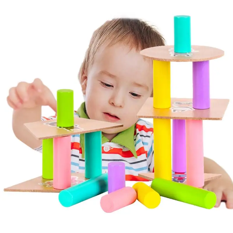 

Cylindrical Blocks Balanced Cylindrical Building Blocks Stacking Toy Set Sensory And Montessori Toys Colorful 3D Shapes