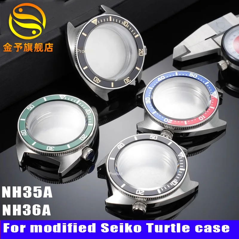 Modified stainless steel case 40mm  For Seiko No 5 Turtle case movement NH35A NH36A 4R case bezel sapphire glass scale ring