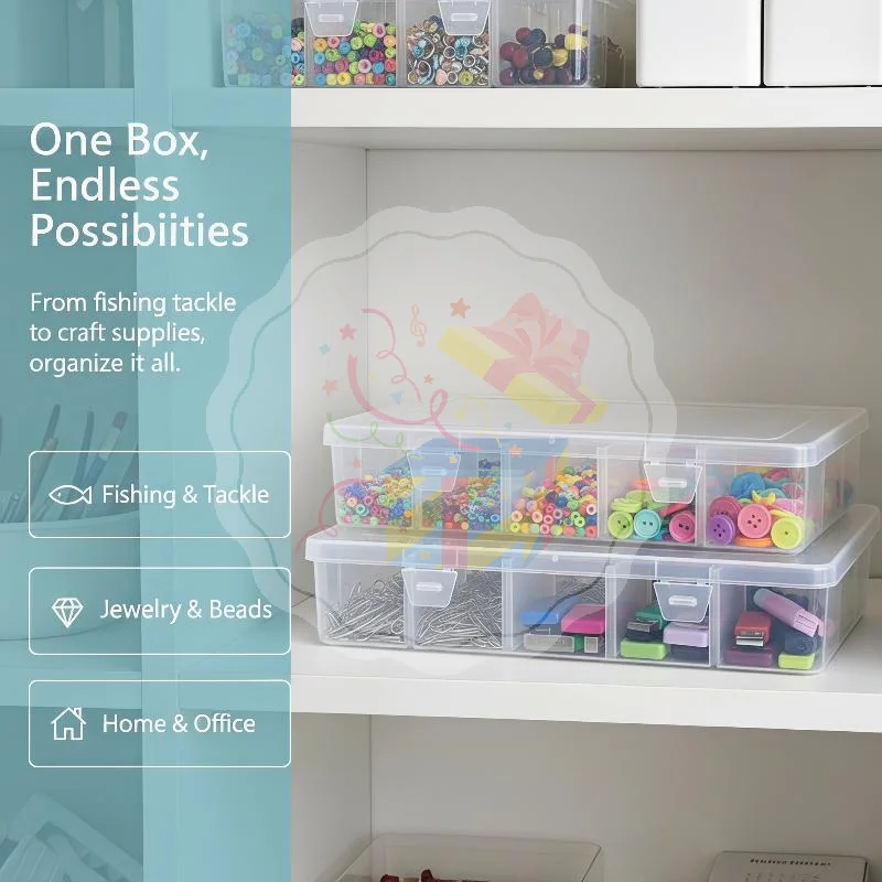 Hardware Tool Storage Box 5 Compartment Transparent Organizer for Screws Nails Small Parts Home DIY Repair Use