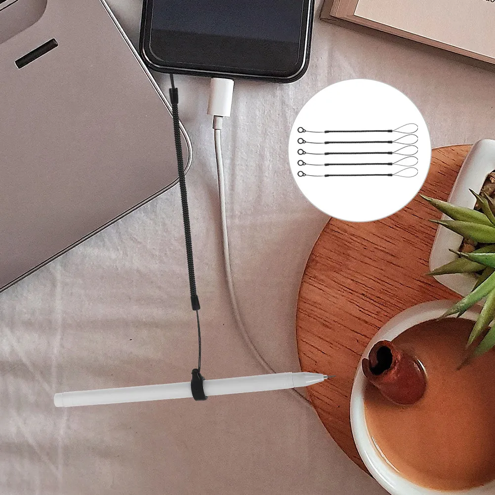 

5Pcs Pen Tether Retractable Elastic Spring Lanyard Anti-Lose Stylus Cord for Tablets Phones Replacement Touch Pen Strap