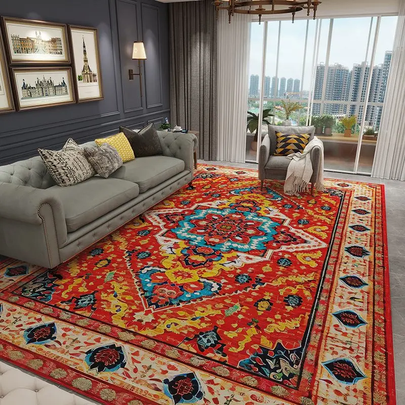 

Retro Persian Style Home Decoration Luxury Carpet Living Room Non-slip Big Size Room Decor Lounge Rug Washable Entrance Door Mat