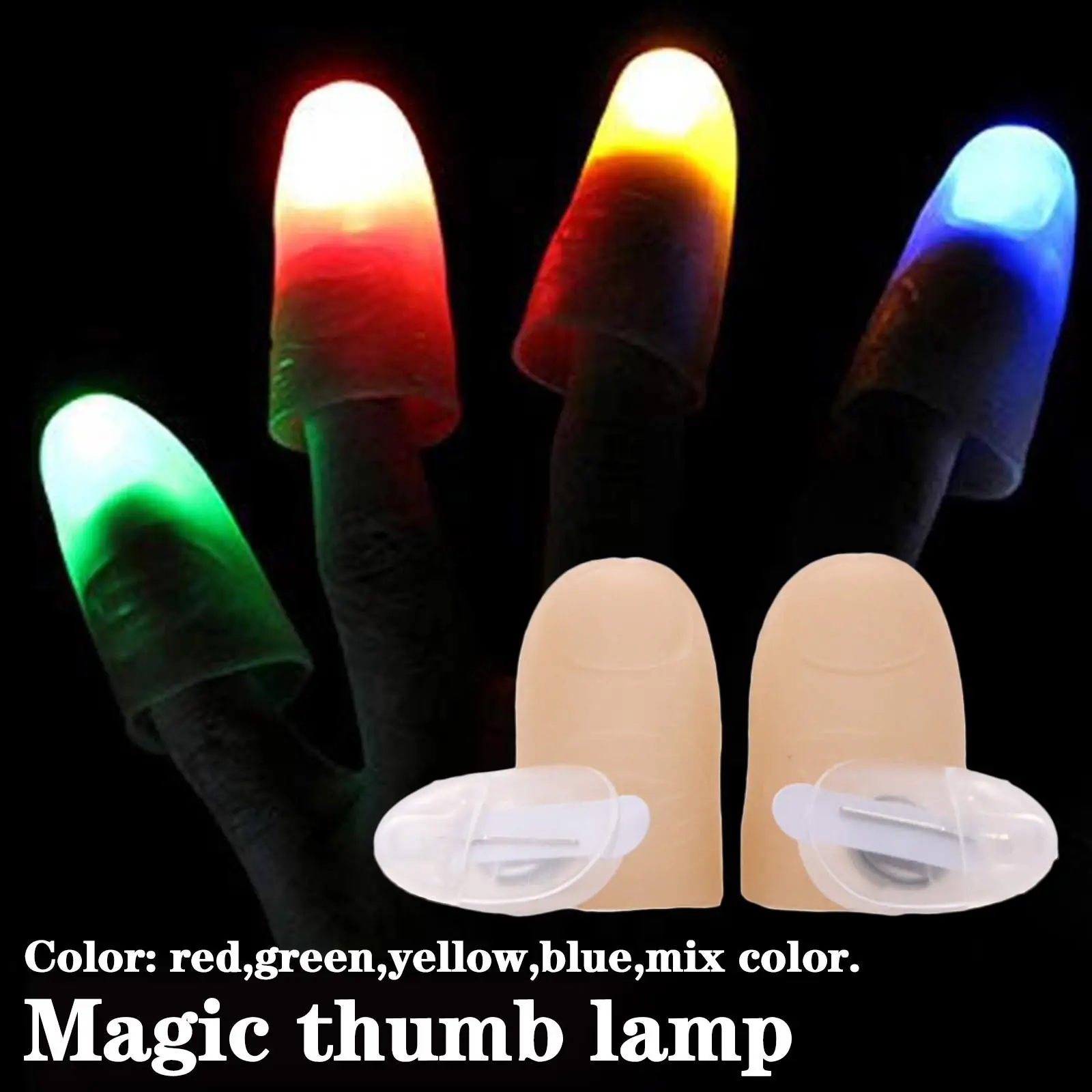 2 ชิ้น Magic Super อิเล็กทรอนิกส์ LED Light กระพริบนิ้วมือ Magic Trick Props เด็ก Amazing Glow ของเล่นเด็ก Luminous Decor ของขวัญ