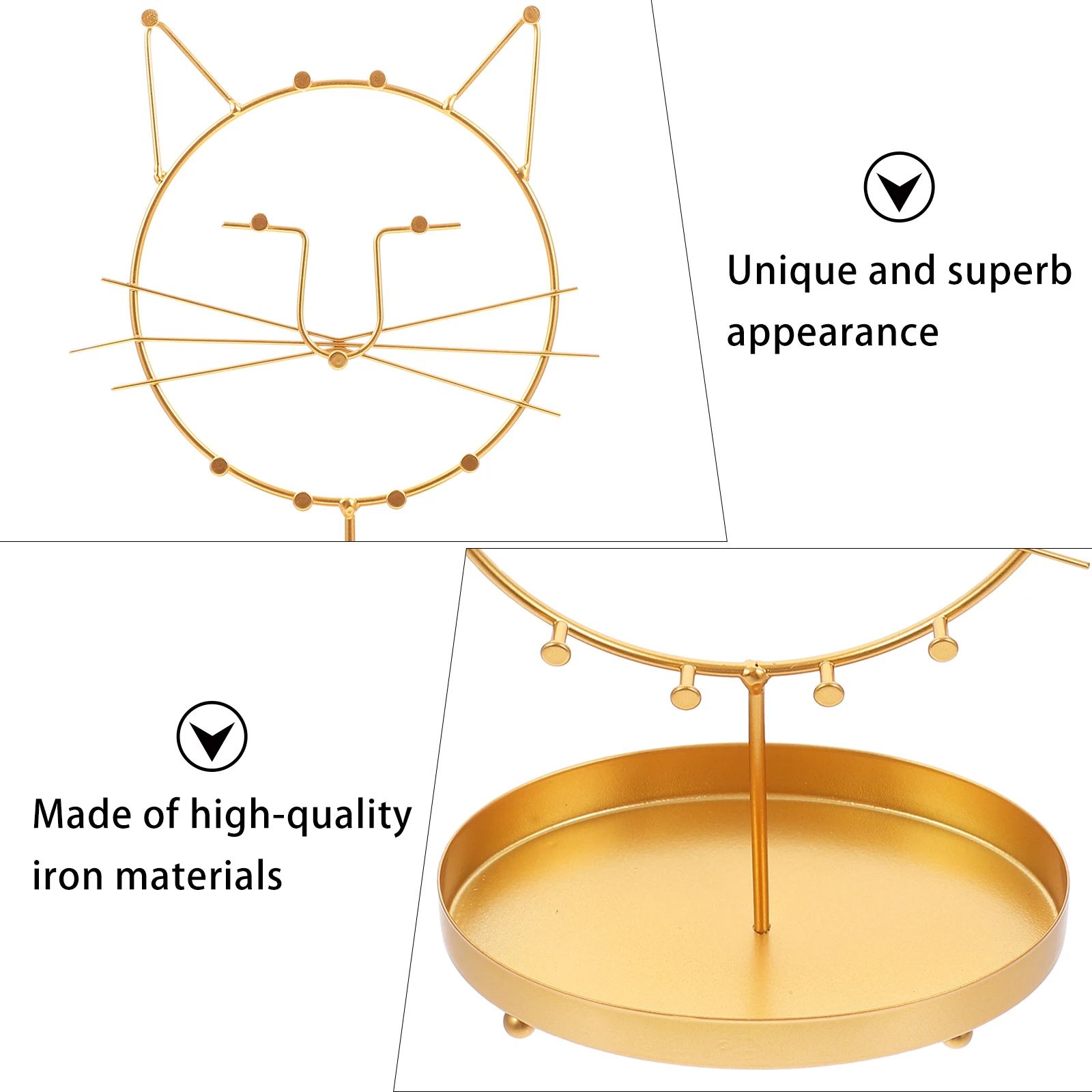 

1pc Cat Shape Jewelry Rack Iron Earring Storage Shelf Display Stand For Women Necklace Bracelet Holder Desktop Decor