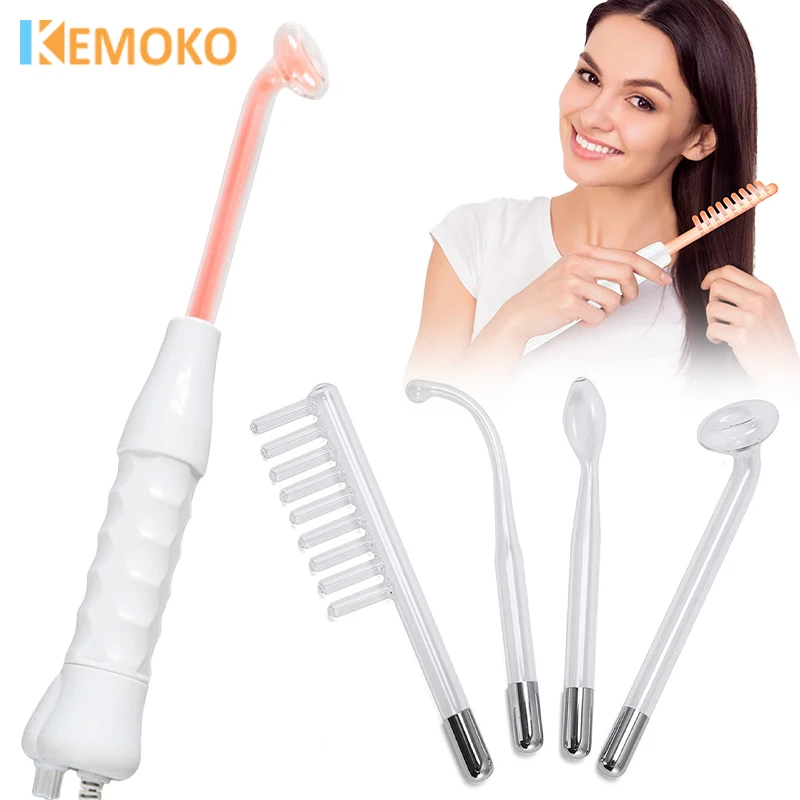 4 في 1 آلة الوجه عالية التردد العلاج الكهربائي عصا مزيل البقع المضادة للتجاعيد وتجديد شباب الجلد الجمال العناية بالبشرة عصا سبا