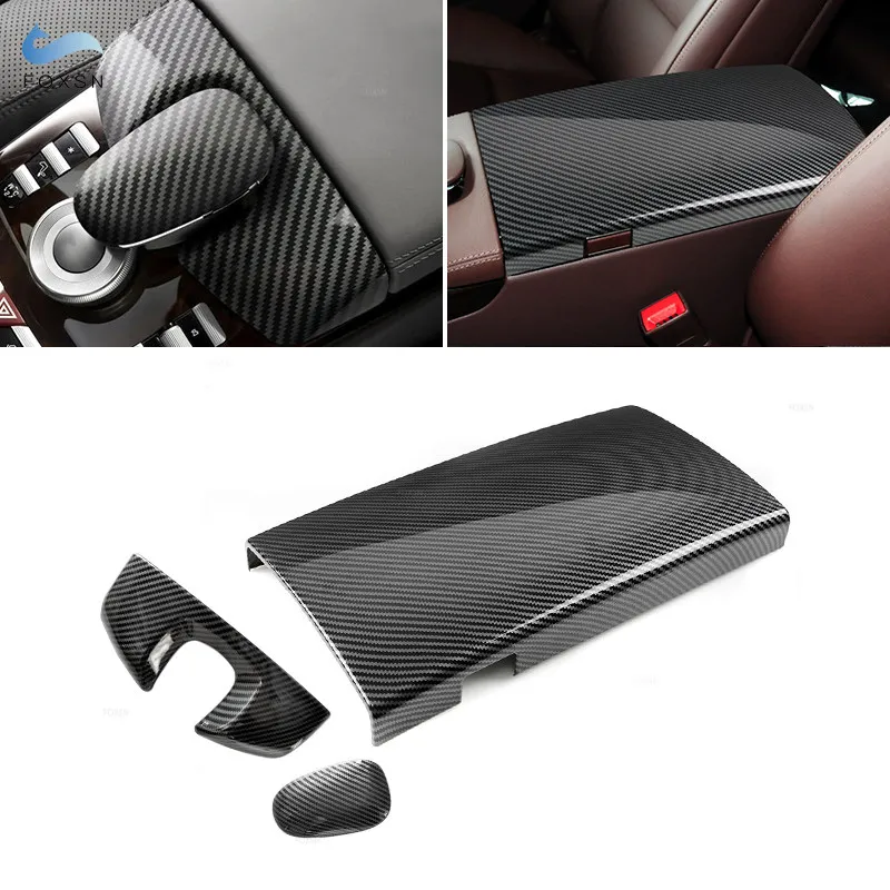 For Mercedes Benz S Class W221 2008-2012 ABS Carbon Fiber Texture Car Center Console Armrest Box Phone Cover Dial Pad Housing