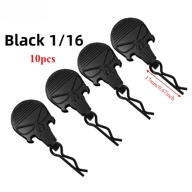 10 clips universales para carrocería de coche RC con lengüetas de tracción, pines R blancos o negros para escala 1/8/10/16 Losi Arrma Axial y todos los 1/8 Redcat HPI HSP