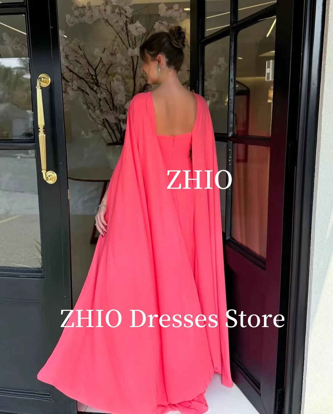 ZHIO سترة طويلة فساتين سهرة شيفون على شكل حرف a طول الأرض مناسبة رسمية فستان حفلات كوكوتايل مخصص أنيق #2