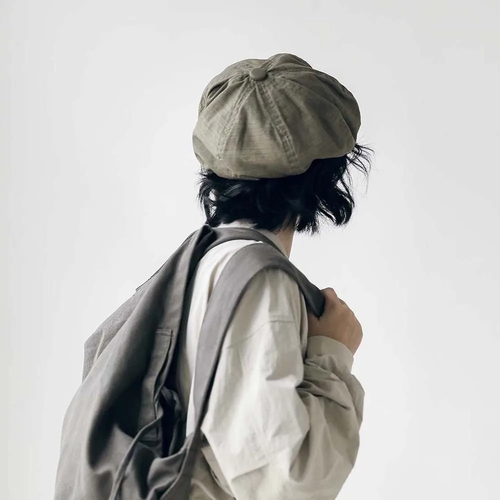 

Asymmetric Cloud Beret Cap Big Head Circumference Street Style Retro Octagonal Hat Japanese Style Solid Color Women Artist Hat