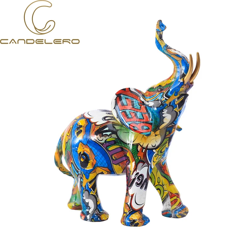 Modern Art Sculpture Home Decor Statue Animal Ornaments For Home Decoration Living Room Desk Bookshelf Graffiti Letter Elephant