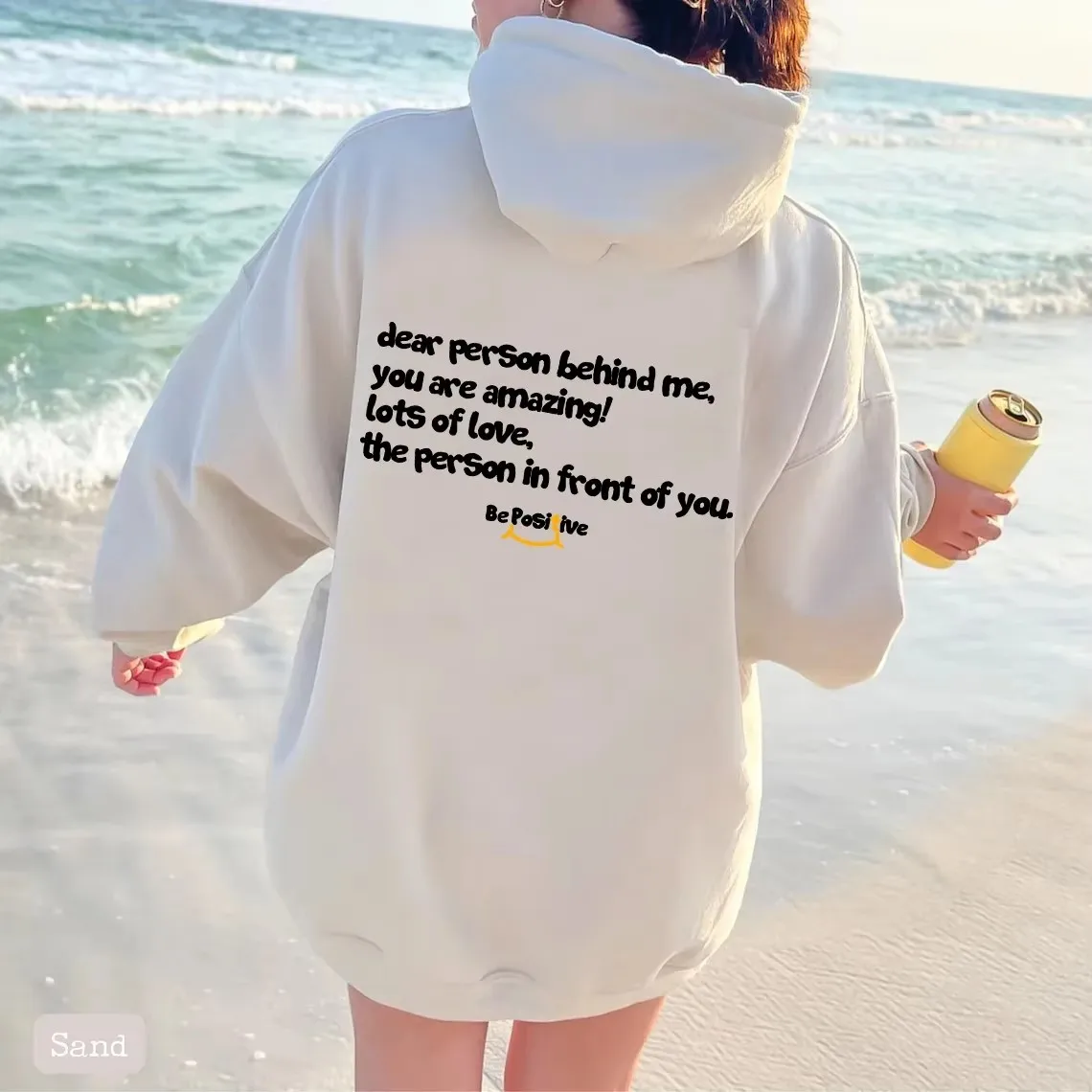 DEAR PERSON BEHIND ME Women's Fleece Hoodie with Lettering Slogan Print Kangaroo Pocket Drawstring Print Hoodie Oversize