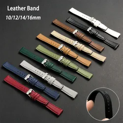 Soft Leather Watch strap 10/12mm 14mm 16mm Ultra-thin Watchband Quick Release Silicone wristband Universal Replacement Bracelet