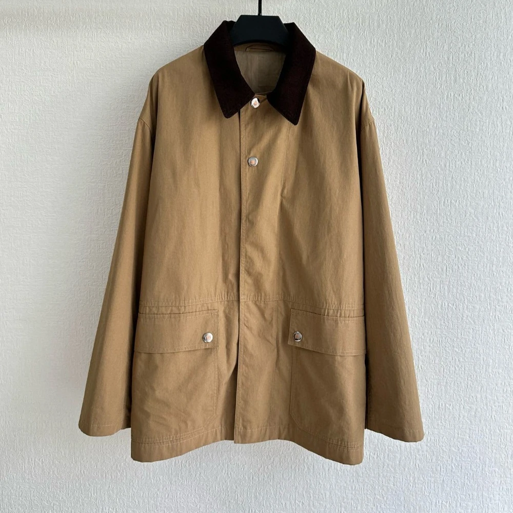 

100% Cotton Two Large Pocket Color-blocking Jacket