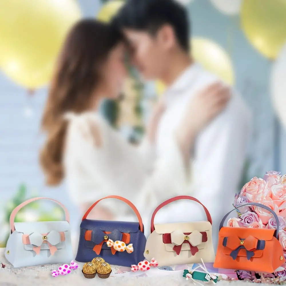 Leather Gifts Box Creative Bowknot Handbag Candy Box Coin Purse