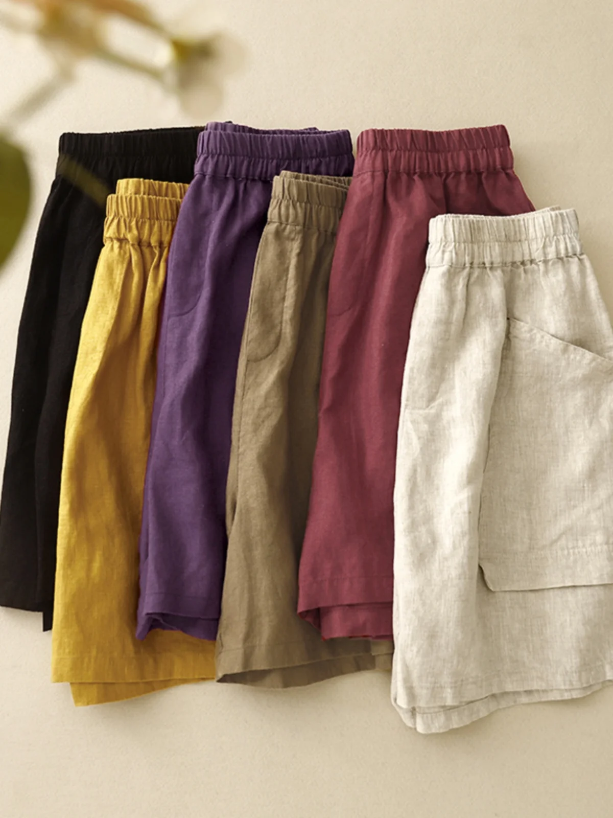 2025 Nieuwe Retro Artistieke Katoen Linnen vrouwen ort Broek Losse Taille Grote ket Wijde Pijpen Rechte Buis Broek Afslanken effect