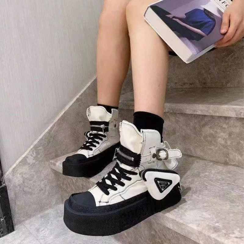 2024 New Women\'s Ankle Boots Fashion Cowboy Knight Boot Punk Gothic Classic Denim Canvas Shoes Short Goth Platform Shoes