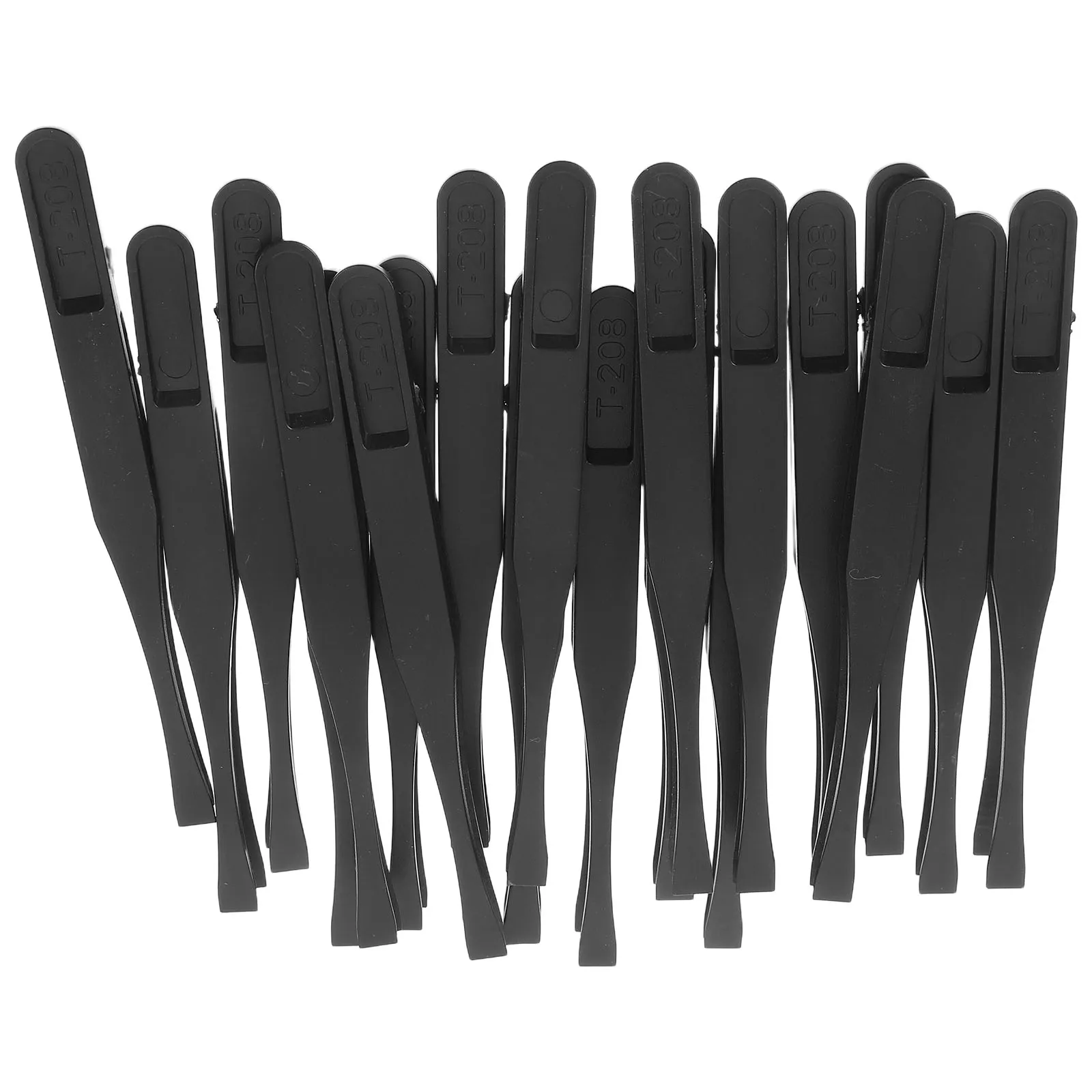 

20Pcs Carbon Fiber Plastic Tweezers Stamp Collector Tools Black Static Free for Electronics Photo Crafting Nail