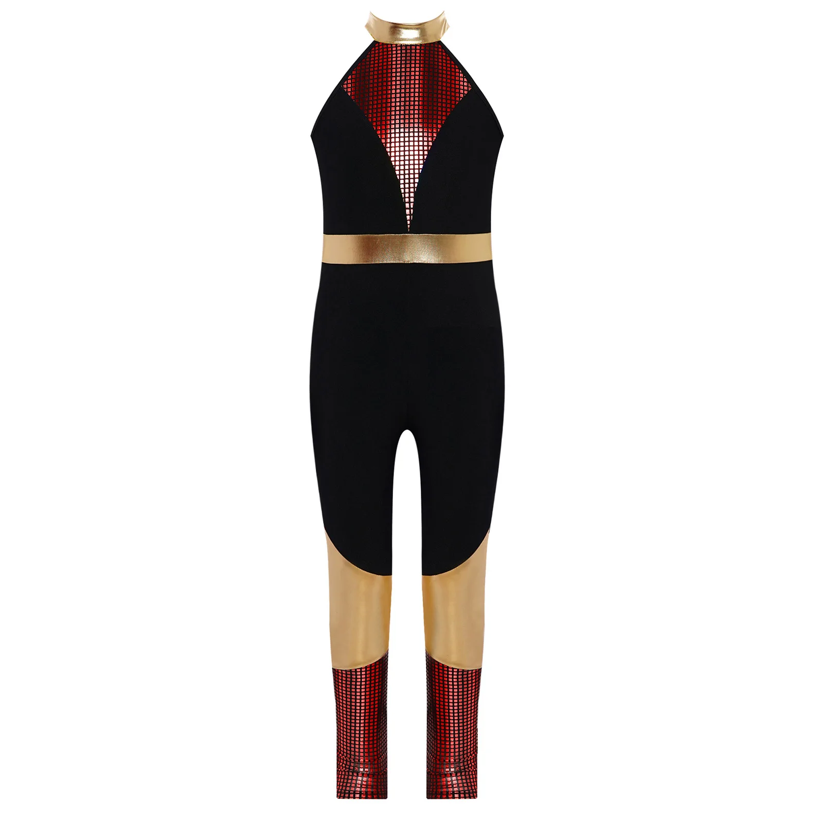 Gymnast Girls Ballet Gymnastics Jumpsuit Bodysuit Metallic Shiny Rompers Gymnastique Pants Skating Leoatrds Shiny Stage Costume view 2