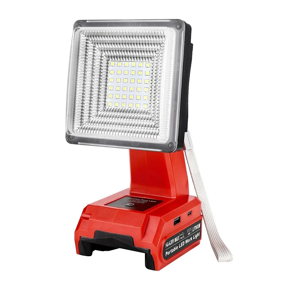 Lampada da lavoro a LED da 25 W per Milwaukee M18 18 V Batteria Luce di inondazione esterna con 2 porte USB per cantiere Riparazione auto Campeggio Emergenza