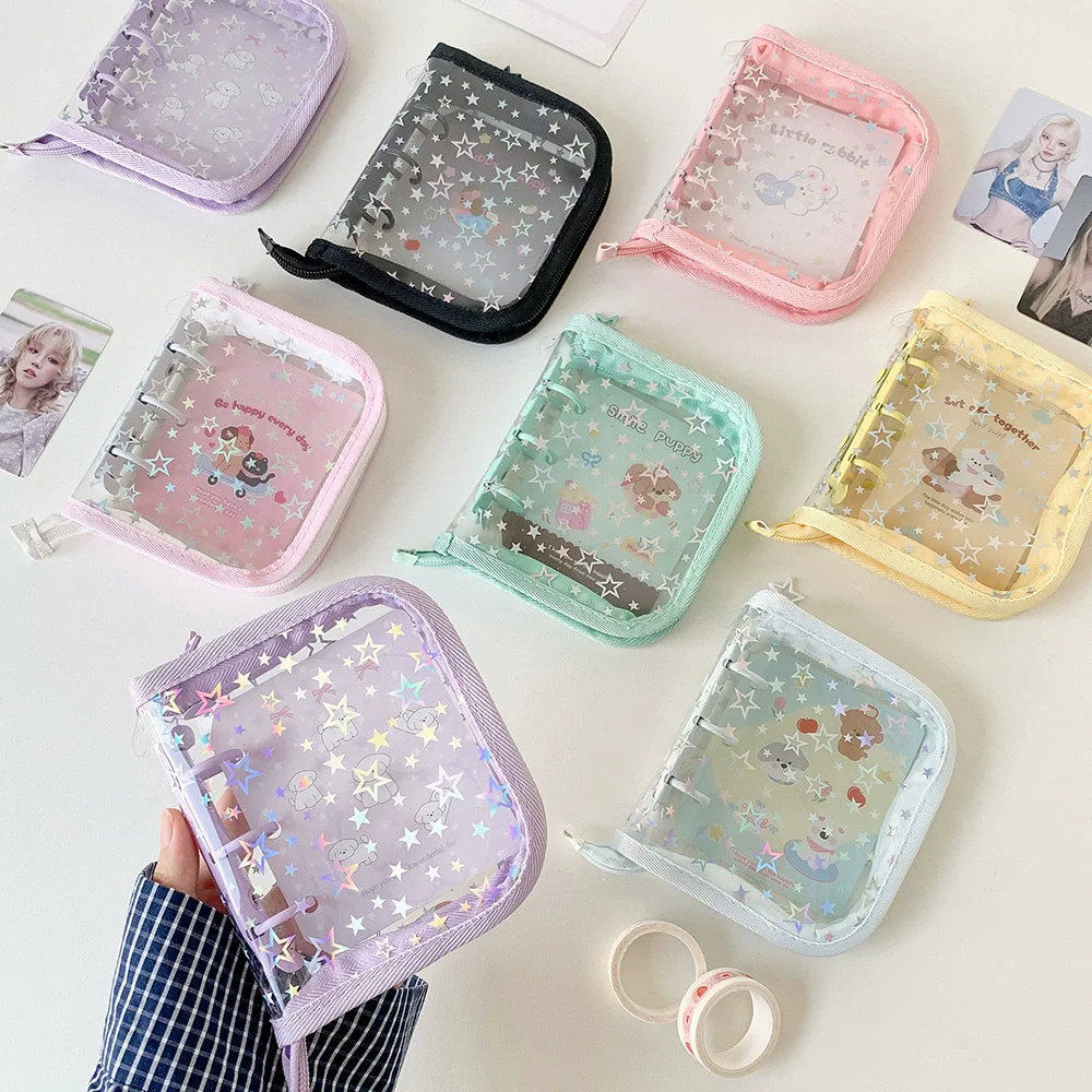 A8 Shining Star Kpop 6 Rings Photocard Binder with 10 Pages 20 Pockets for 2.7x3.6 Inch Photos Photo Card Album