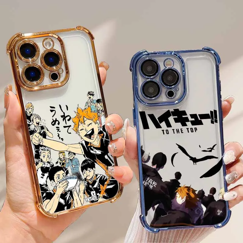 Funda de Anime Haikyuu Hinata Shoyo para iPhone 17 16 15 14 13 12 11 Pro Air Max mini Plus, con Revestimiento Anti-Caídas, Suave y Moderna