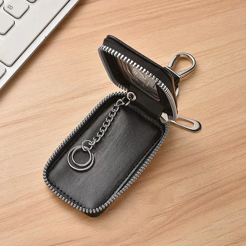 Visual Mirror Window Car Key Protector Bag PU Leather Key Holder Mini Auto Key Pocket Case Unisex Keyring Wallet Zipper Bag