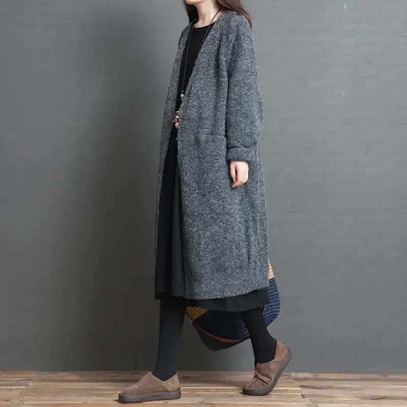 Loose Large Size Long Sleeve Thickening Type Mid-length Style Home Dress Can Be Worn Outside Female Autumn and Winter New Style