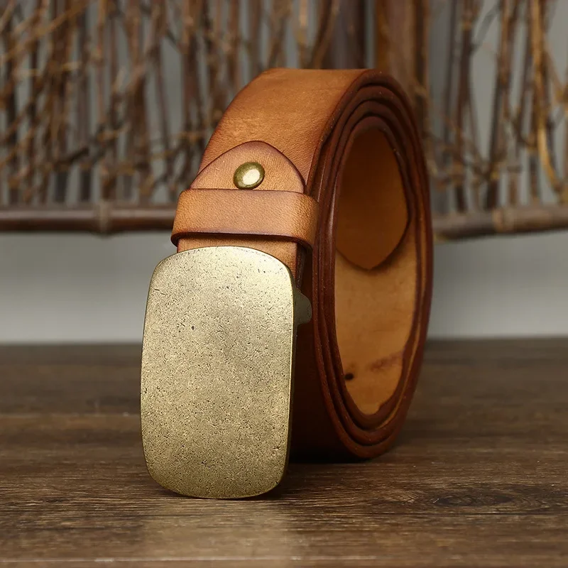 3.7CM czysta skóra bydlęca wysokiej jakości paski z prawdziwej skóry dla mężczyzn męskie mosiężna klamra eleganckie dżinsy w stylu Vintage kowbojskie Cintos luksusowe