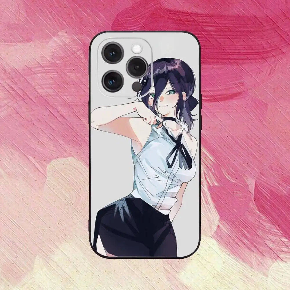 C-Chain-saw Man Reze  Phone Case  For iPhone17,16,15,14,13,12,11 Plus,Pro Max Soft Black Cover