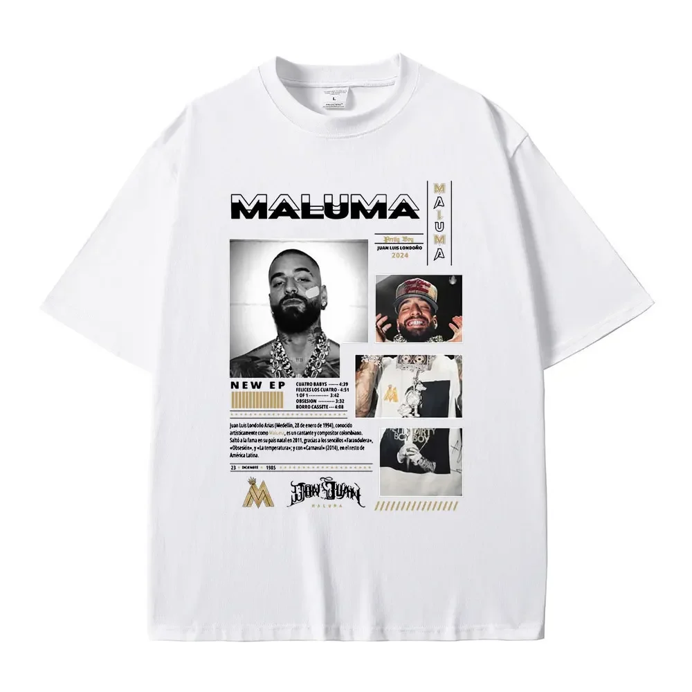 Singer Maluma Music Album Cover T Shirts Men Women Casual Tshirt Men's Fashion T-shirts Hip Hop Rap Streetwear