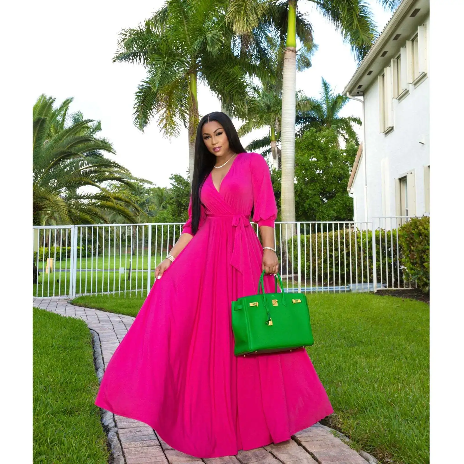 

Customized Plus Size Dress Irregular Length Ruffles Event Night Occasion O Neck Night Out Female Summer Gowns Robes New African