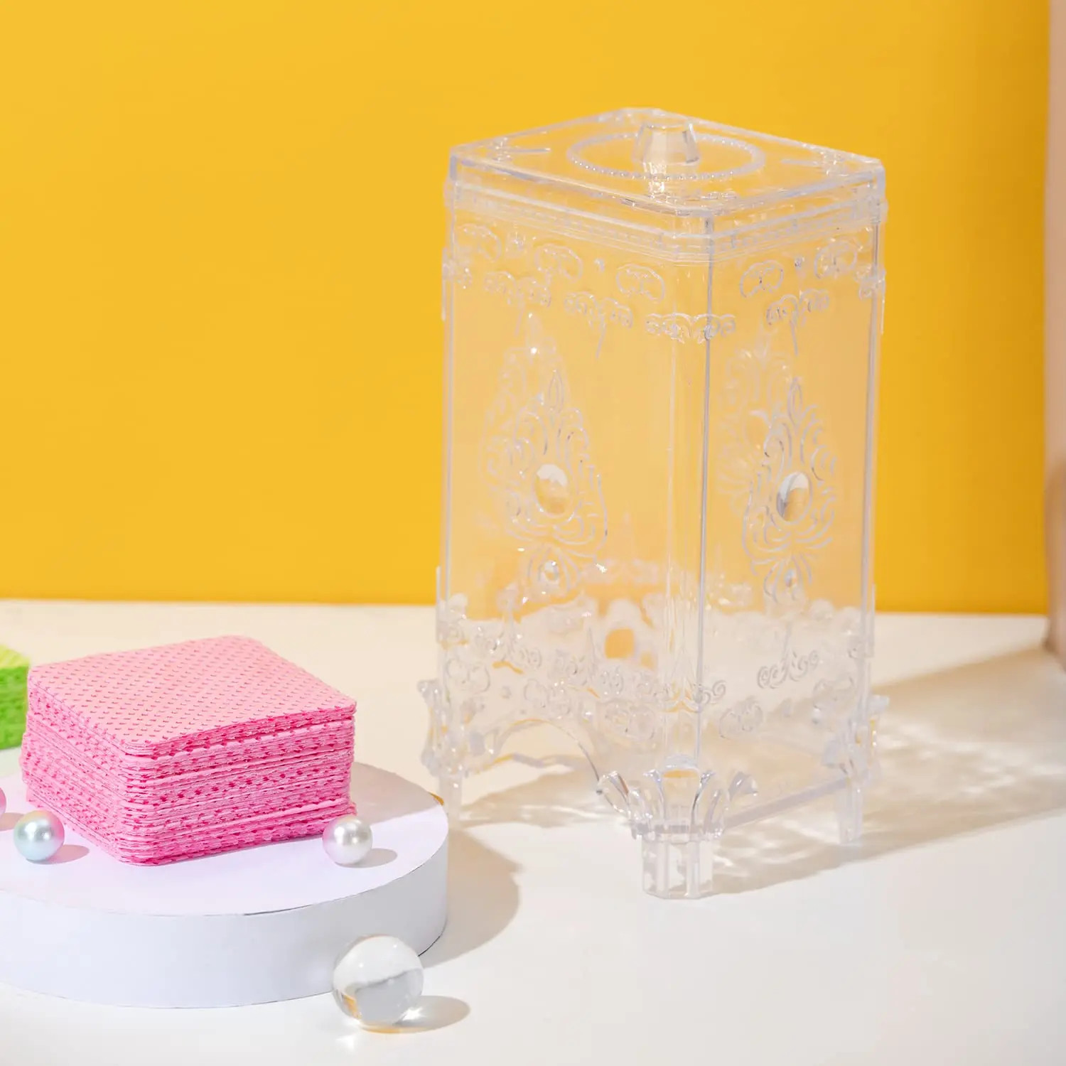 Nail Art Transparent Storage Box Nail Cotton Organizer With Lid Container Manicure Organizer Cleaning Cotton Storage Tool