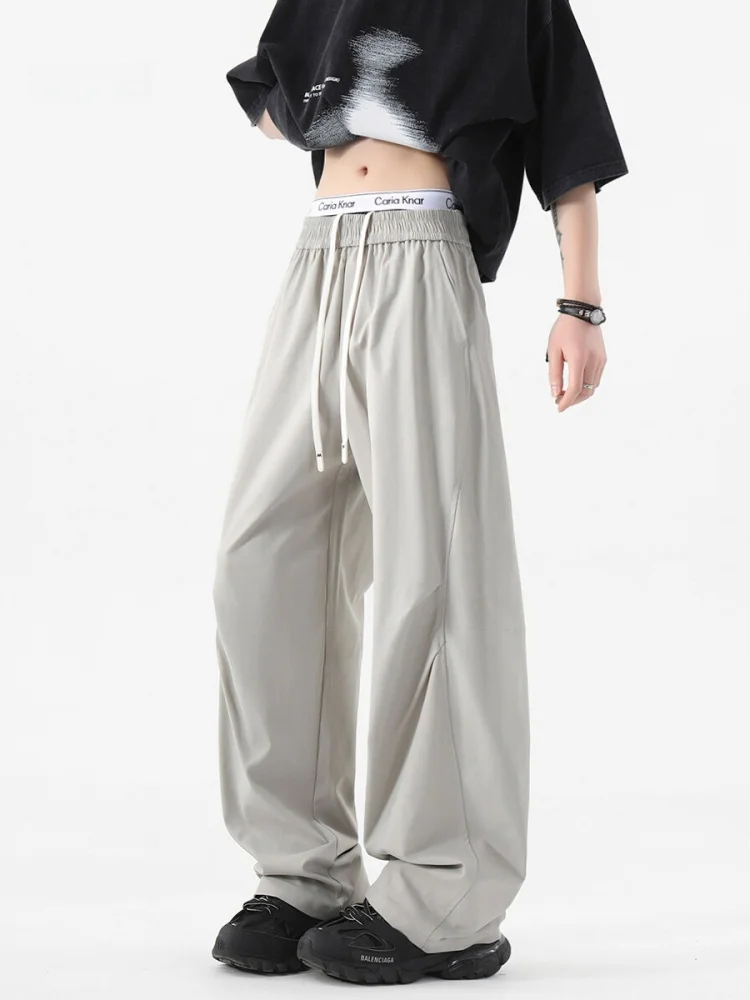 

Американские летние тонкие прямые свободные брюки-карго для мужчин, быстросохнущие, с широкими штанинами, повседневные, длинные