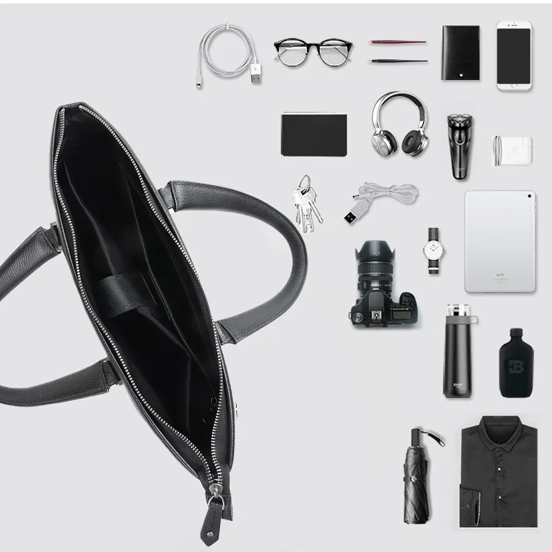 حقيبة يد رجالية صيفية جديدة ذات سعة كبيرة حقيبة لابتوب عادية حقيبة ساعي أصلية حقيبة أعمال جلدية راقية للرجال #3