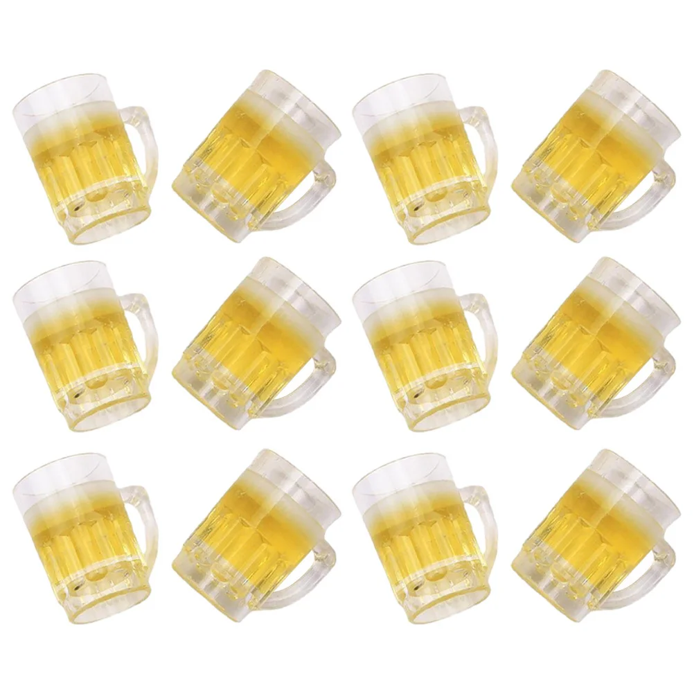 12 szt. Miniaturki kufli do piwa z żywicy, dekoracja do domku dla lalek, miniatura na biurko, kubek do piwa do domku dla lalek, rekwizyt do scen zrób to sam, rekwizyt do zdjęć